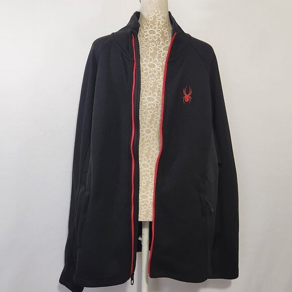 Spyder Men's Black SZ XL Front Full Zip Logo Hand Pockets Sports Jacket Outdoor - Picture 11 of 15